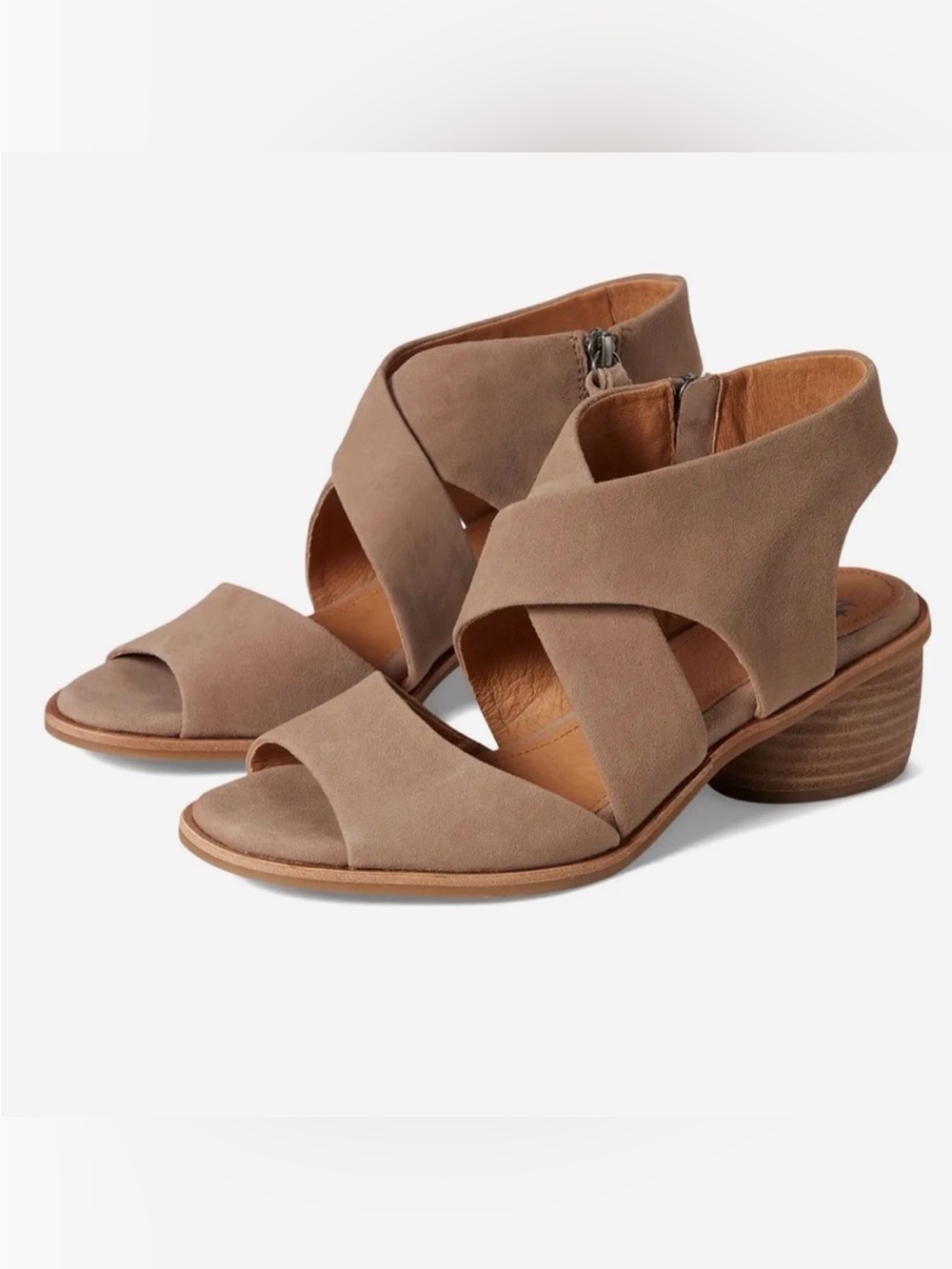 Söfft Camille Leather Heeled Sandals, Stone Suede, Size 8